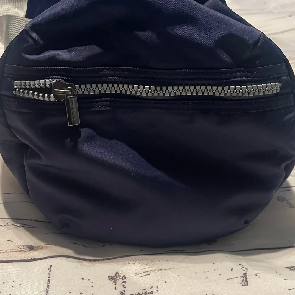 Dolce & Gabbana Navy Blue Men's Gum Tote Bag with Silver Accents Preowned